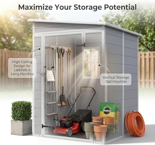 Light grey plastic garden shed 5x4 ft — photo 3