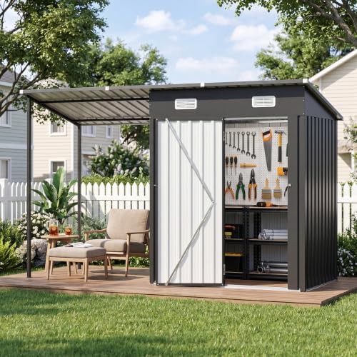 Lean-to shed with hardtop canopy combo