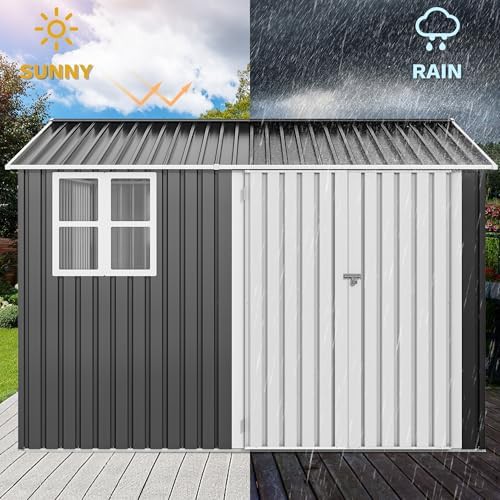 Oversized gray and white metal garden shed — photo 5