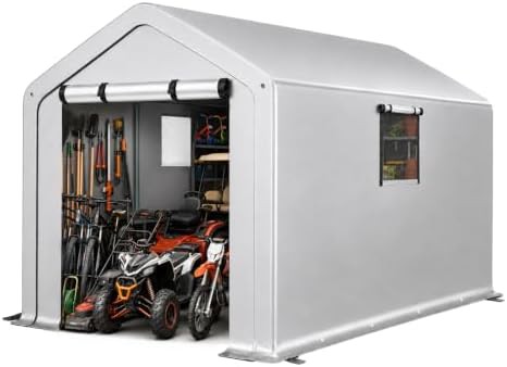 Portable grey garage shelter 8x10
