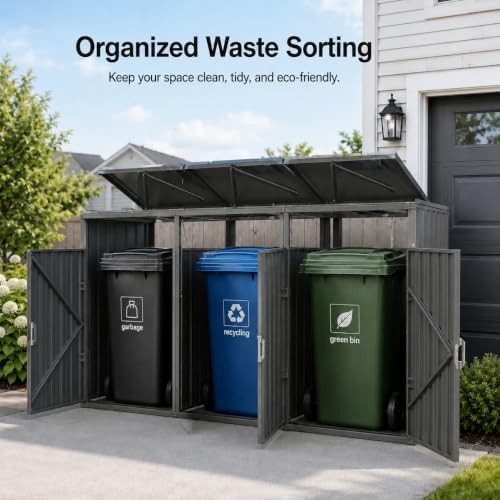 Metal Trash Shed with Lift Up Lids — photo 3