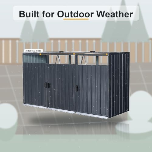 Metal Trash Shed with Lift Up Lids — photo 4