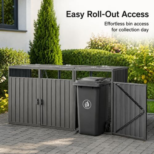 Metal Trash Shed with Lift Up Lids — photo 5
