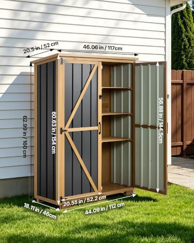 Black and brown wood metal garden shed — photo 4