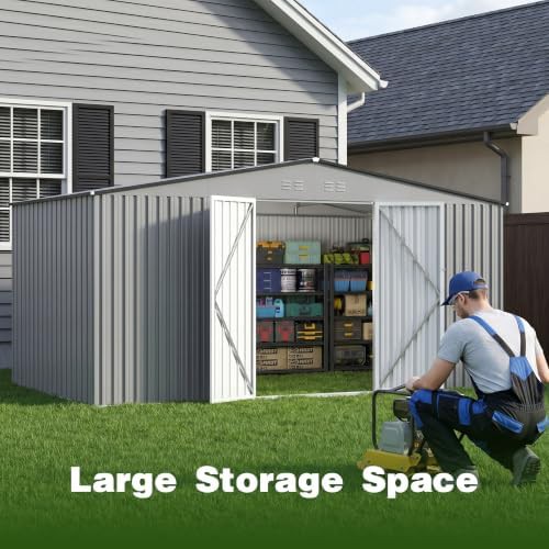 Large gray reinforced steel tool shed — photo 4