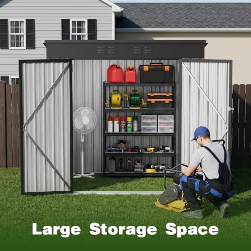 White metal garden shed with sloped roof — photo 4