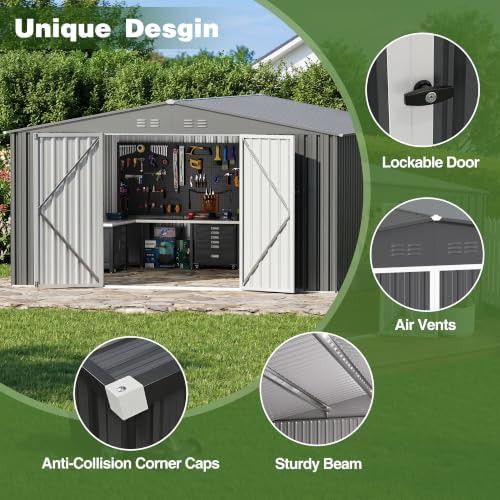 Dark gray heavy duty metal storage shed — photo 3