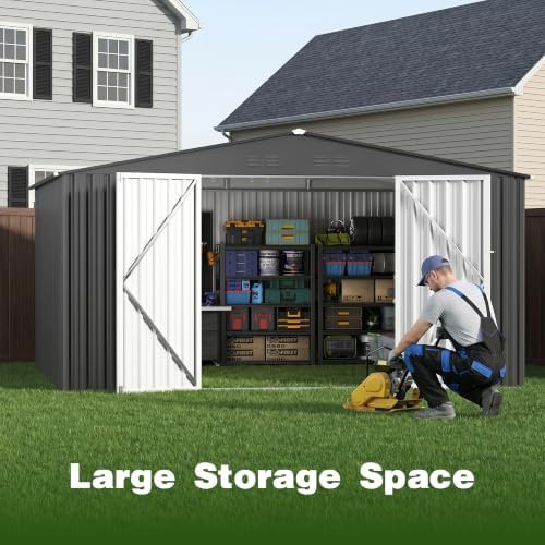 Dark gray heavy duty metal storage shed — photo 4