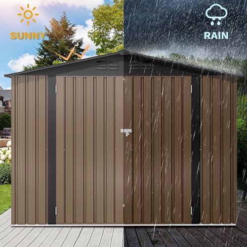 Seven by five brown metal garden shed — photo 3