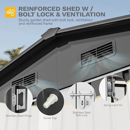 Ten by eight dark gray metal utility shed — photo 4