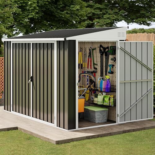 Seven by four dark gray triple door shed
