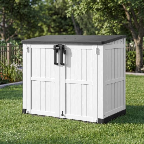 Horizontal Garden Tool Storage Cabinet with Lockable Doors