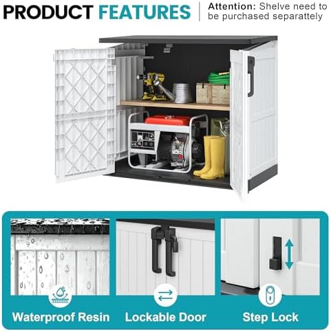 Horizontal Garden Tool Storage Cabinet with Lockable Doors — photo 3