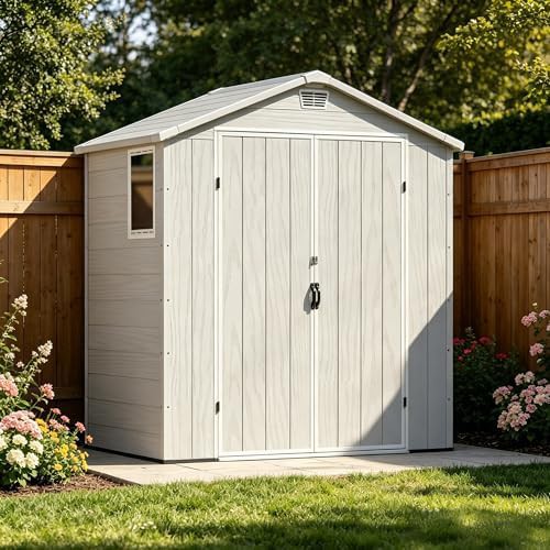 Light gray resin outdoor shed 6x4 ft