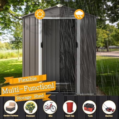 Dark gray compact metal garden shed — photo 4