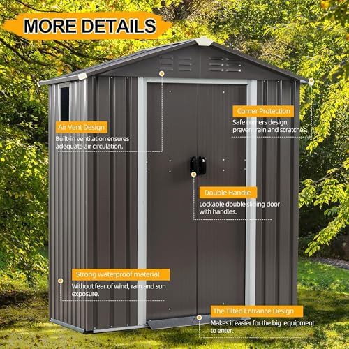 Dark gray compact metal garden shed — photo 5