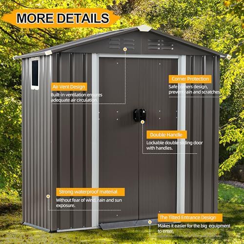 Dark gray metal utility tool shed — photo 5
