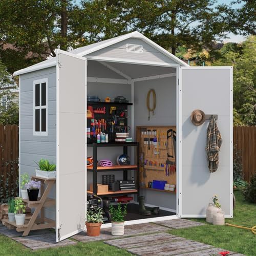 Light Gray Resin Shed with Floor