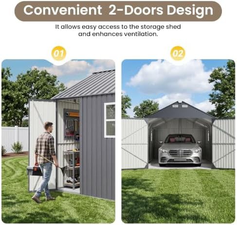 Large metal utility shed with windows — photo 3