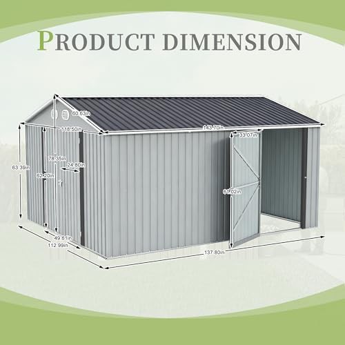 Large White Metal Shed with Flower Pot Stand — photo 3