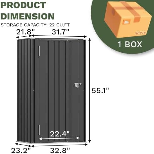 Black metal vertical garden tool cabinet — photo 3