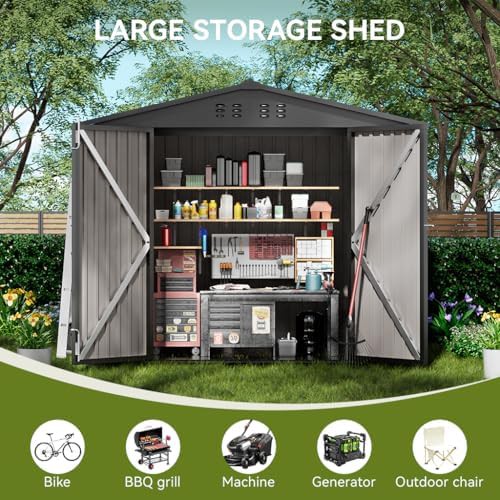 Compact metal garden tool house with locks — photo 3