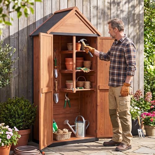 Wood peak roof outdoor storage cabinet — photo 3