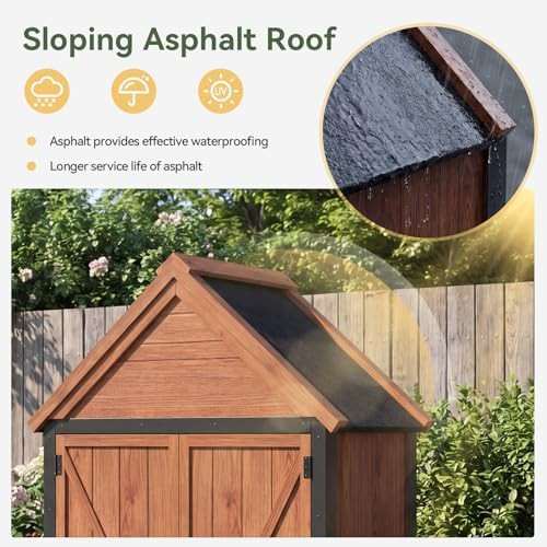 Wood peak roof outdoor storage cabinet — photo 5