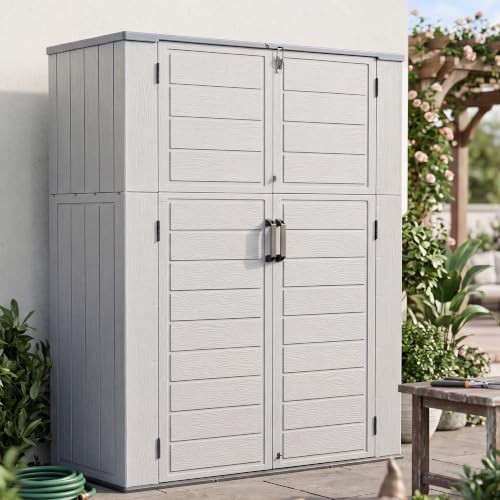 Tall Resin Lockable Garden Tool Cabinet