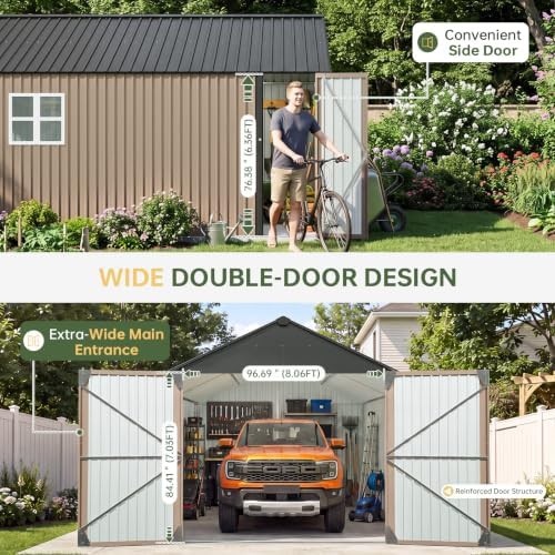Large metal garage shed with side windows — photo 3