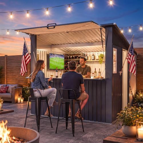 Black outdoor bar shed with canopy — photo 3