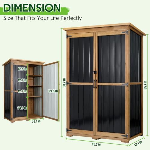 Wood and metal black garden cabinet — photo 4
