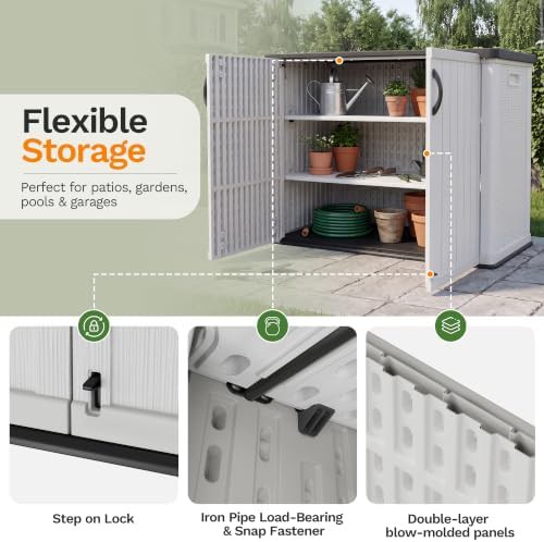 White resin storage cabinet with lockable doors — photo 4