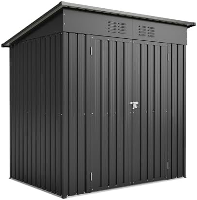 Black Metal Lockable Garden Tool Shed 6x4