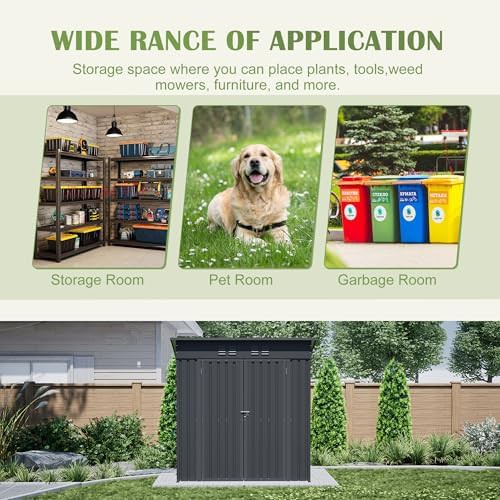 Black Metal Lockable Garden Tool Shed 6x4 — photo 4