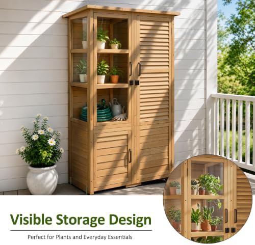 Vertical wood tool shed with lockable door — photo 5