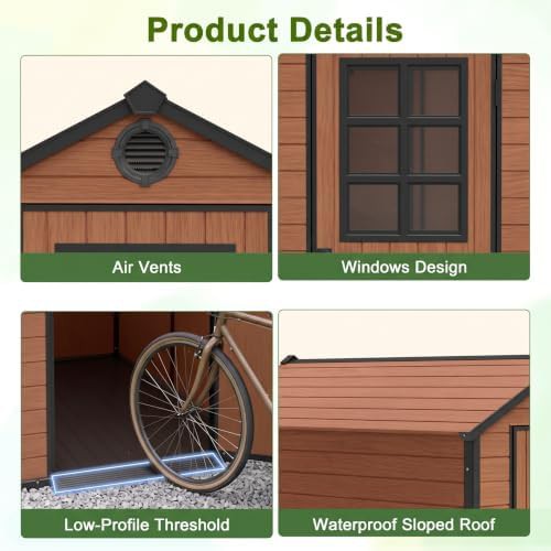 Brown resin waterproof garden shed — photo 3
