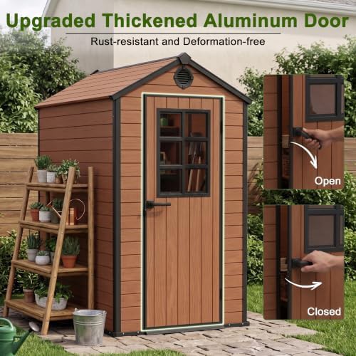Brown resin waterproof garden shed — photo 4
