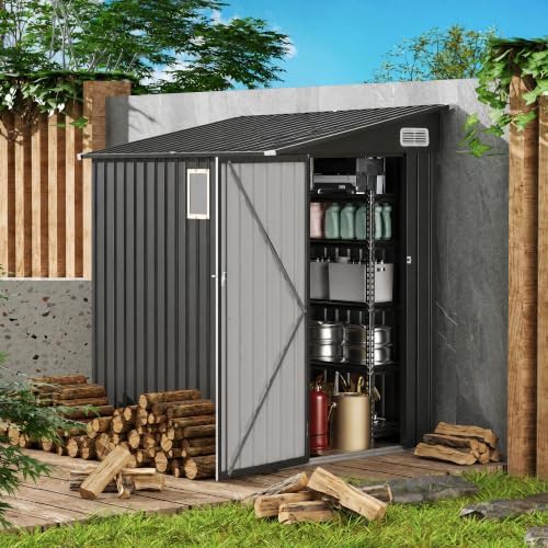 Black lean to shed with windows