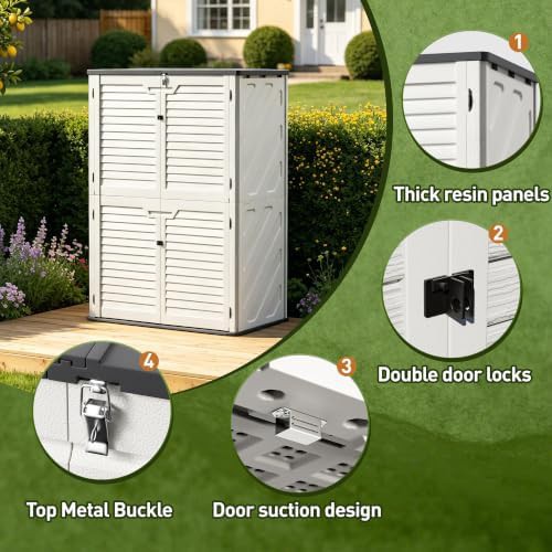 Resin vertical outdoor cabinet with floor — photo 3