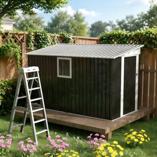Dark Gray Metal Lean-to Bike Shed