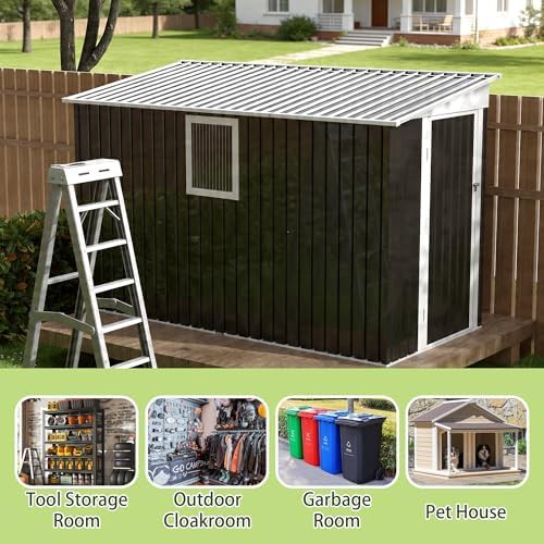 Dark Gray Metal Lean-to Bike Shed — photo 4