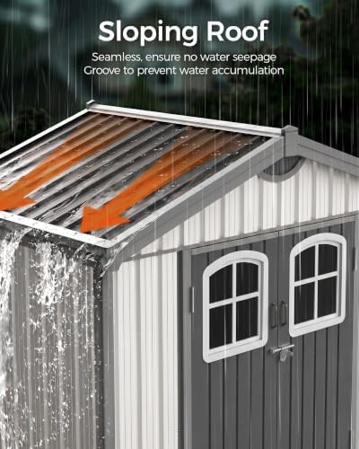 Charcoal gray metal shed with double doors — photo 3