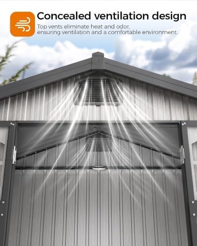 Charcoal gray metal shed with double doors — photo 4