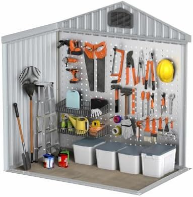 Charcoal gray metal shed with double doors — photo 5