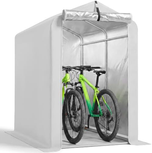 Silver fabric bike tent storage shed