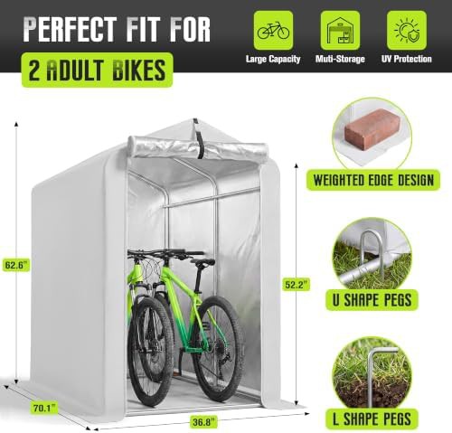 Silver fabric bike tent storage shed — photo 5