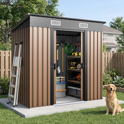 Compact Metal Shed with Lockable Doors