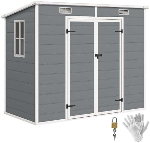 Gray resin eight by four storage shed