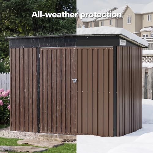 Wide brown metal shed with sloped roof — photo 5